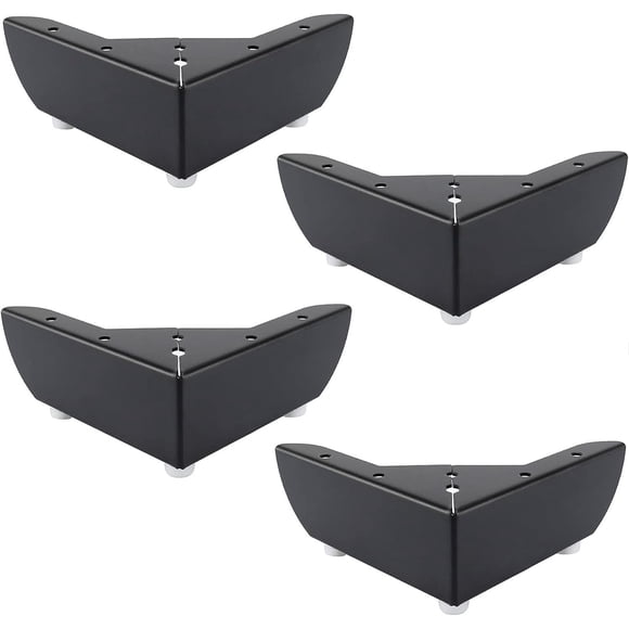 Heavy Duty Legs For Diy Furniture, Wooden Legs With Stable Metal Black Construction, Professional Installation Tips Included (2 Inch Height)