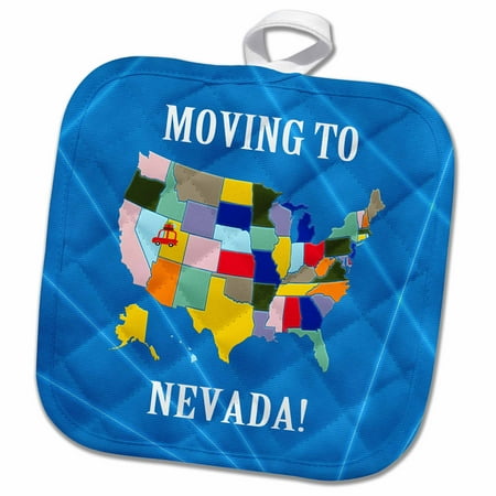 Moving To Nevada 3dRose United States Map, Moving to Nevada, Heart and Car, Luggage - Pot Holder, 8 by 8-inch ()