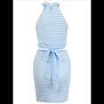 thumbnail image 2 of Traje de Dos Piezas Sin Mangas y Espalda Descubierta con Rayas Azules y Blancas L, 2 of 10