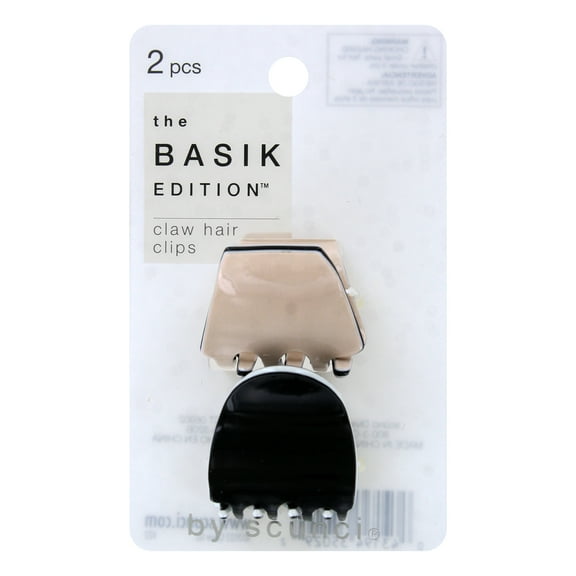 Scunci The Basik Edition Hair Jaw Clips, Assorted Colors, 2-Pieces