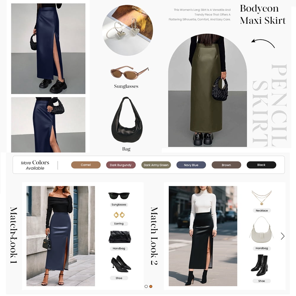 PRETTYGARDEN Womens Faux Leather Skirt Fall Bodycon High Waisted Slit Dressy Casual Winter Maxi Long Pencil Skirts