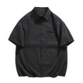 thumbnail image 2 of ZunFeo Mens Seersucker Shirt Textured Short Sleeve Button Down Quick Dry Wrinkle Free Relaxed Fit Casual Summer Tops Black,Size L, 2 of 5