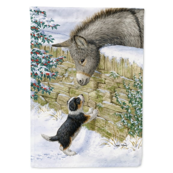 Carolines Treasures ASA2073CHF Pup and Donkey Flag Canvas House Size  Large multicolor