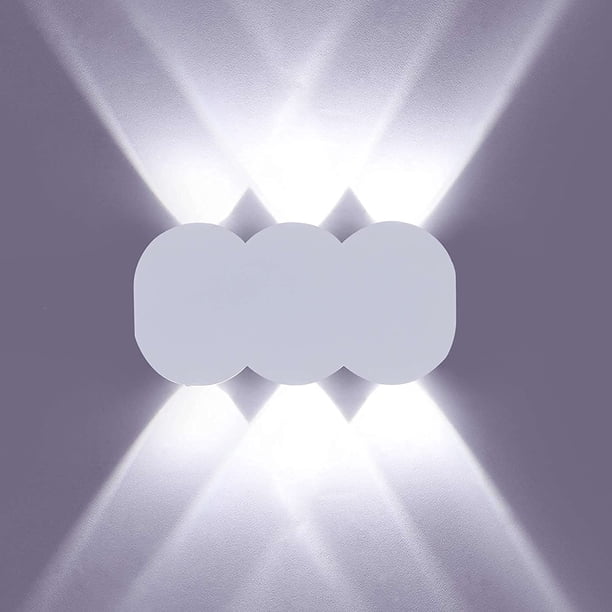 Luz LED de pared para interiores de 6 W, lámpara de pared moderna rectangular hacia arriba y hacia abajo, iluminación de pared de aluminio, luz blanca fría de 6000 K, blanco JAMW Sencillez