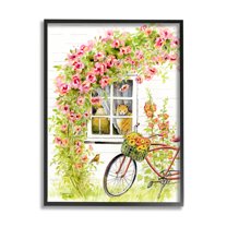 Stupell Industries Pink Bicycle with Charming Cat Cottage Black Framed, 16 x 20, Design by Gwendolyn Babbitt