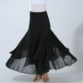 thumbnail image 4 of Vestido largo de malla lisa para baile de salón de tango y vals moderno para mujer Negro, 4 of 8