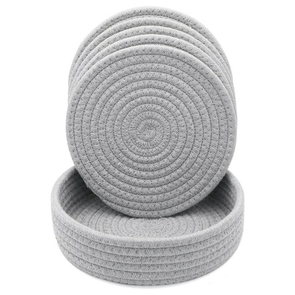 7 Inch Trivets for Hot Dishes,Hot Pots and Pans,Thick Heat Large Coaster,Multifunctional Hot Pads fo Grey cotton rope