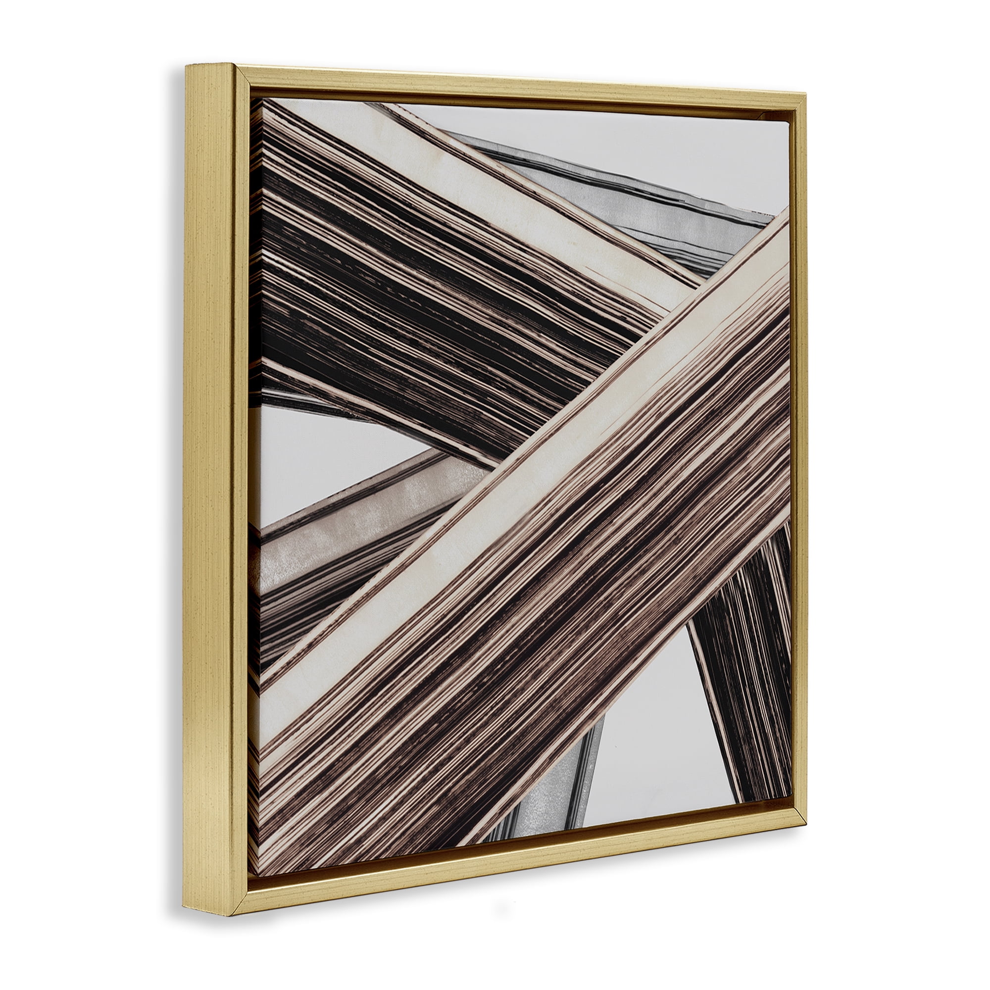 Stupell Industries Woven Lines Composition Abstract Painting Gold Floater Framed Canvas Art Print Wall Art, 25 x 25