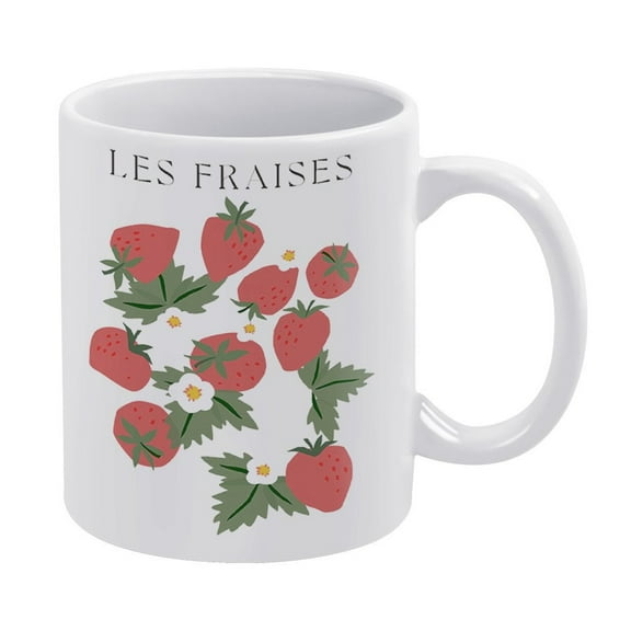 Strawberry Mug,Fruit Print,Flower Mug, Funny Coffee Mug,A Cup for Oneself,A Happy Cup for Children,The Best Gift for Colleagues,Parents,And Grandparents,110z Men And Women