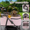 thumbnail image 6 of Wheelive 3-in-1 Pet Stroller & Car Seat with Detachable Carrier, 4-Wheel Foldable Design, Oxford Fabric, for Small Dogs & Cats up to 65lbs, Pink, 6 of 11