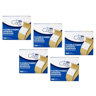5 Pack - Dynarex Adhesive Flexible Fabric Sterile Bandages 1 X 3 Inches 100 Ea
