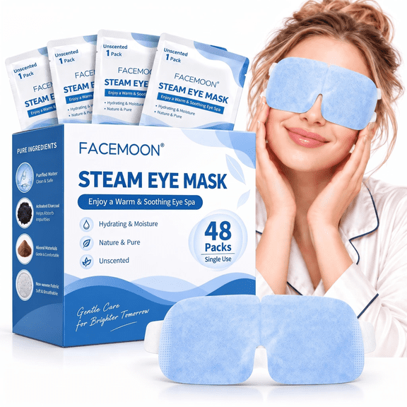 FACEMOON Steam Eye Mask for Dry Eyes Self Moist Warm Compress Heated Disposable for Sleep Spa Relaxation Travel Essential