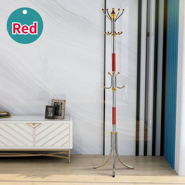 1pc Coat Rack(16 Hooks), Metal Free-Standing Coat Racks Hall Tree Entry-Way Furniture Best For Hanging Up Jacket, Purse, Hand-Bag, Cloth, Hat, Winter Scarf Holder