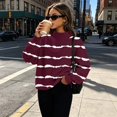 thumbnail image 4 of Hearthz Striped Women Sweatshirt Mock Neck Thermal Contrast Collar Oversized Long Sleeve Pullover Tops Streetwear Y2k Fall Winter Pullover Sweaters for Women, 4 of 7