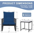 thumbnail image 5 of 3-Piece Outdoor Wicker Patio Furniture Set, All-Weather Rattan Conversation Bistro Set with Blue Cushions & Glass-Top Side Table, for Patio, Backyard, Balcony, Porch, 5 of 5
