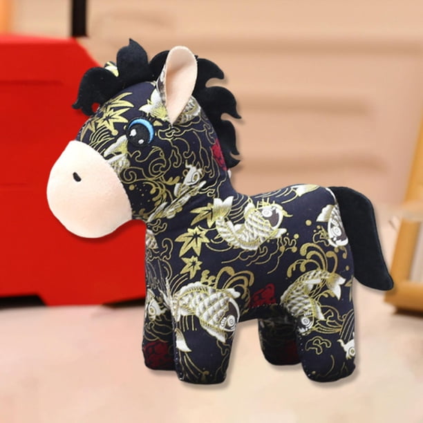Muñeco de peluche de caballo, figura de peluche, suministros para año Nuevo chino, estatua de animal, escultura para hotel, festivales, sala de estar Estilo D 15 cm