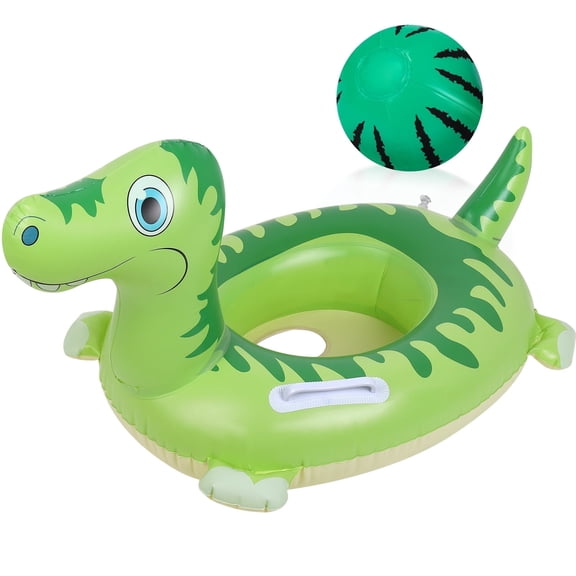 Hengguang Inflatable Pool Float Kids, Dinosaur Swimming Ring with Beach Ball,Toddler Pool Floats with Handle,Summer Outdoor Water Lounge Swim Tube Rings for Girls Boys 3-6 Years Old