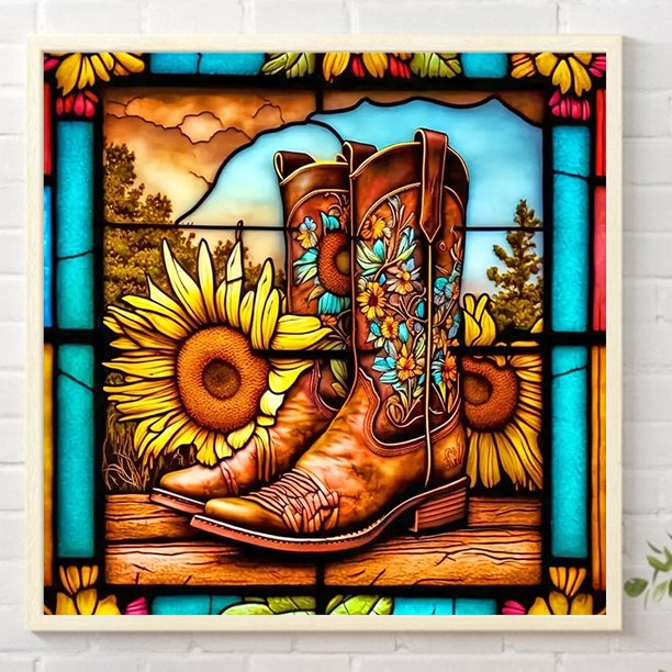 Cuadros Decorativos 5D bricolaje taladro redondo completo parcial AB diamante pintura girasol botas decoración del hogar Wdftyju de costura negro 4 estilos