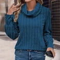 thumbnail image 3 of Womens Cowl Neck Sweater Knit Crochet Long Sleeve Shirts Fall Winter Thermal Warm Pullover Lightweight Tops Fashion, 3 of 5