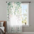 thumbnail image 4 of Green Botanical Sheer Curtains 63 Inches Long, Watercolor Floral Spring Eucalyptus Leaves Light Filering Curtains, Breathable Simi Curtain Privacy Drapes for Living Room Bedroom Window Treatment, 4 of 9