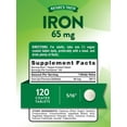thumbnail image 2 of Iron Ferrous Sulfate 65mg | 120 Tablets  | Non-GMO and Gluten Free Supplement | by Nature's Truth, 2 of 7