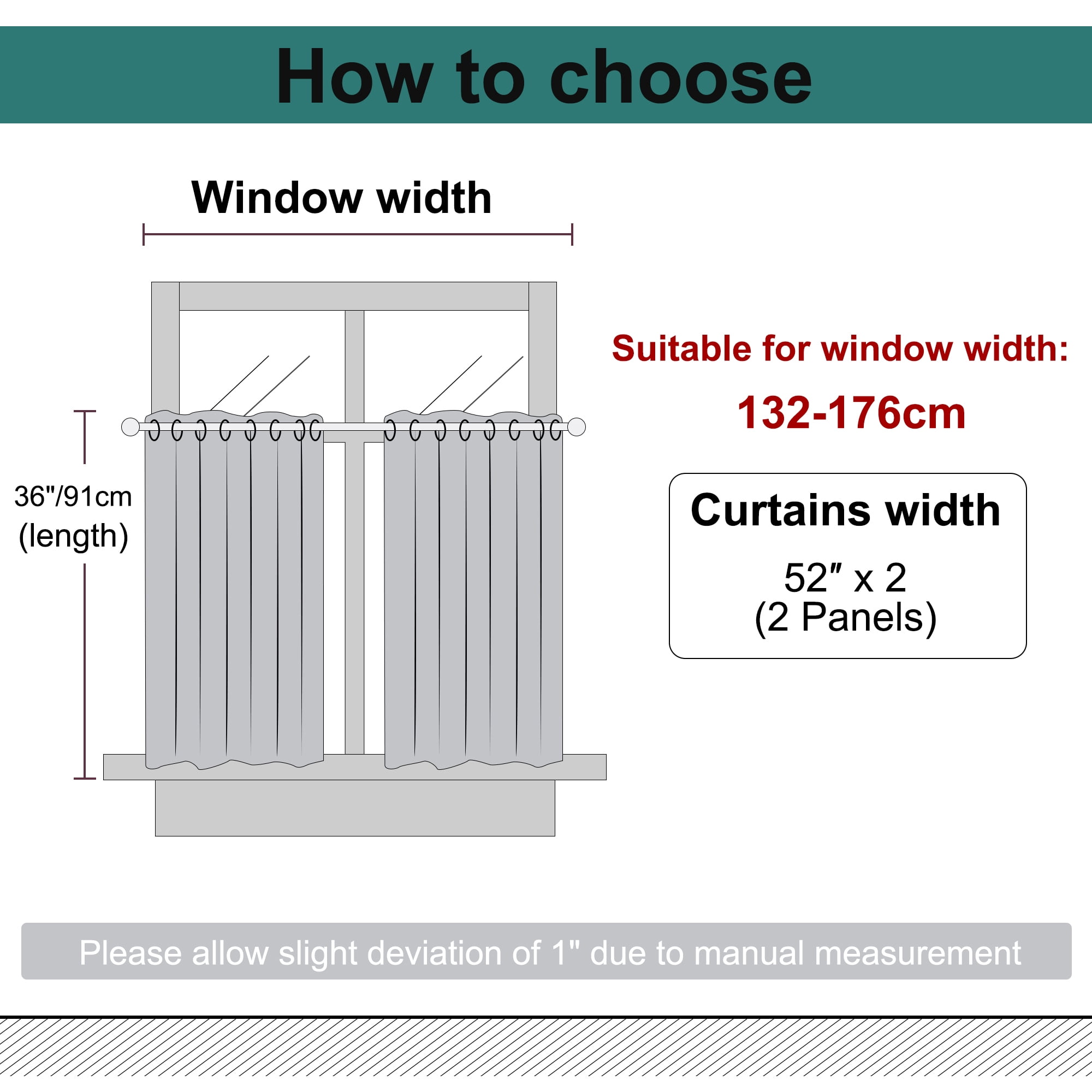 REGALWOVEN Linen Look Textured Blackout Room Darkening Curtains for Kitchen and Window 2 Panels Gray 52"W x 36"L