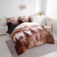 thumbnail image 3 of Homewish Natural Botanical 7pcs Bedding Comforter Set,Tropical Pine Tree Queen Bedding Sets,Brown White Queen Sheet Sets For Adults,Microfiber Bedroom Decor Reversible, 3 of 8