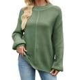 thumbnail image 3 of Sweaters for Women Pullover Casual Knit Oversized Cozy Dark Academia Outfit Women's Knit Pullover Sweater Casual Loose Fit Semi High Neck Solid Color Basic Top For Fall Winter Comfort Wear, 3 of 8