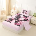 thumbnail image 2 of Erosebridal Pink Groovy R Letter Twin Sheet Sets, Cartoon Flower Butterfly Bedding, 3-Piece, 2 of 5