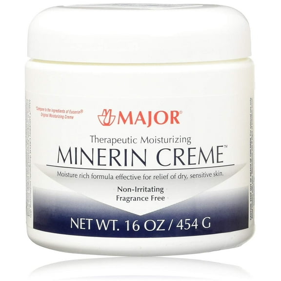 Major Therapeutic Moisturizing Minerin Creme effective for Relief of Dry Sensitive Skin Fragrance Free 16 oz