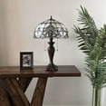 thumbnail image 3 of Tiffany Table Lamp White Stained Glass Baroque Style Lavender LED Bulbs Included For Bedroom Living Room 16"W*16"D*24"H, 3 of 7