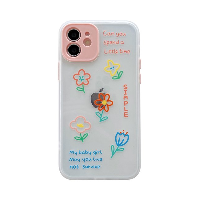 Cute Pink Phone Case for Apple iPhone 7/8/SE2 TPU Bumper Cover Design Clear Matte PC Back Shockproof Protective Covers