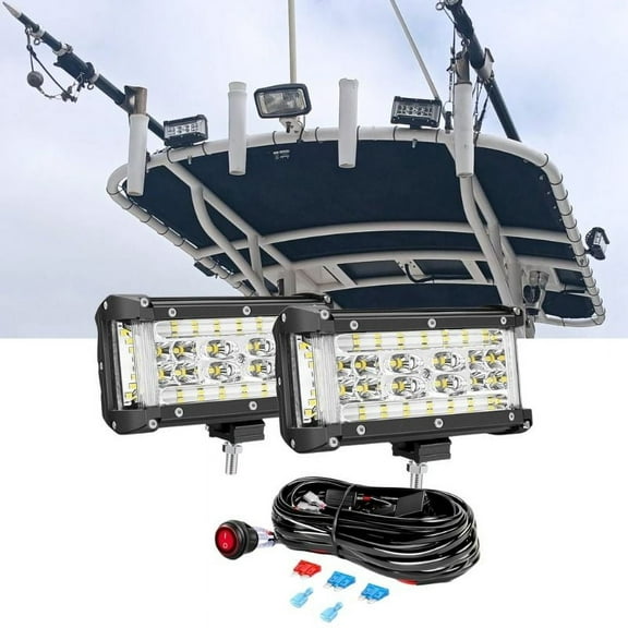 Nilight Side Shooter Led Light Bar 2Pcs 5.5inch Quadruple Row Spot Flood Combo Lights with Wiring Harness Kit for Fog Light Driving Light Work Light on Truck SUV ATV UTV