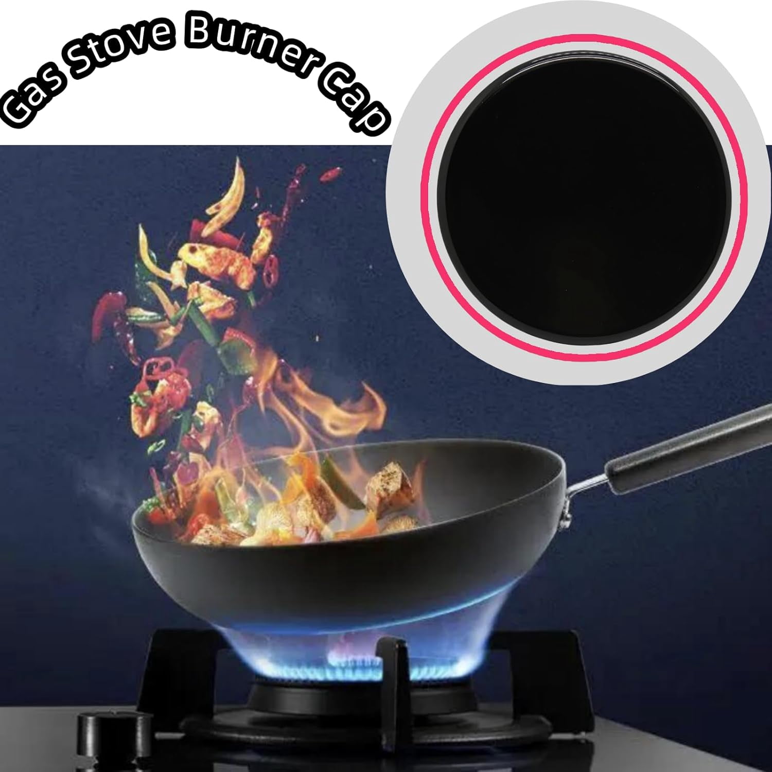 ABCISI 4-piece Gas Stove Burner Caps Covers Set, Compatible Flame Caps for Cooking, Prevent Flame Overflow with Safety and Combustion Efficiency for Various Stovetops (1Large,2Middle,1Small) (Flat)