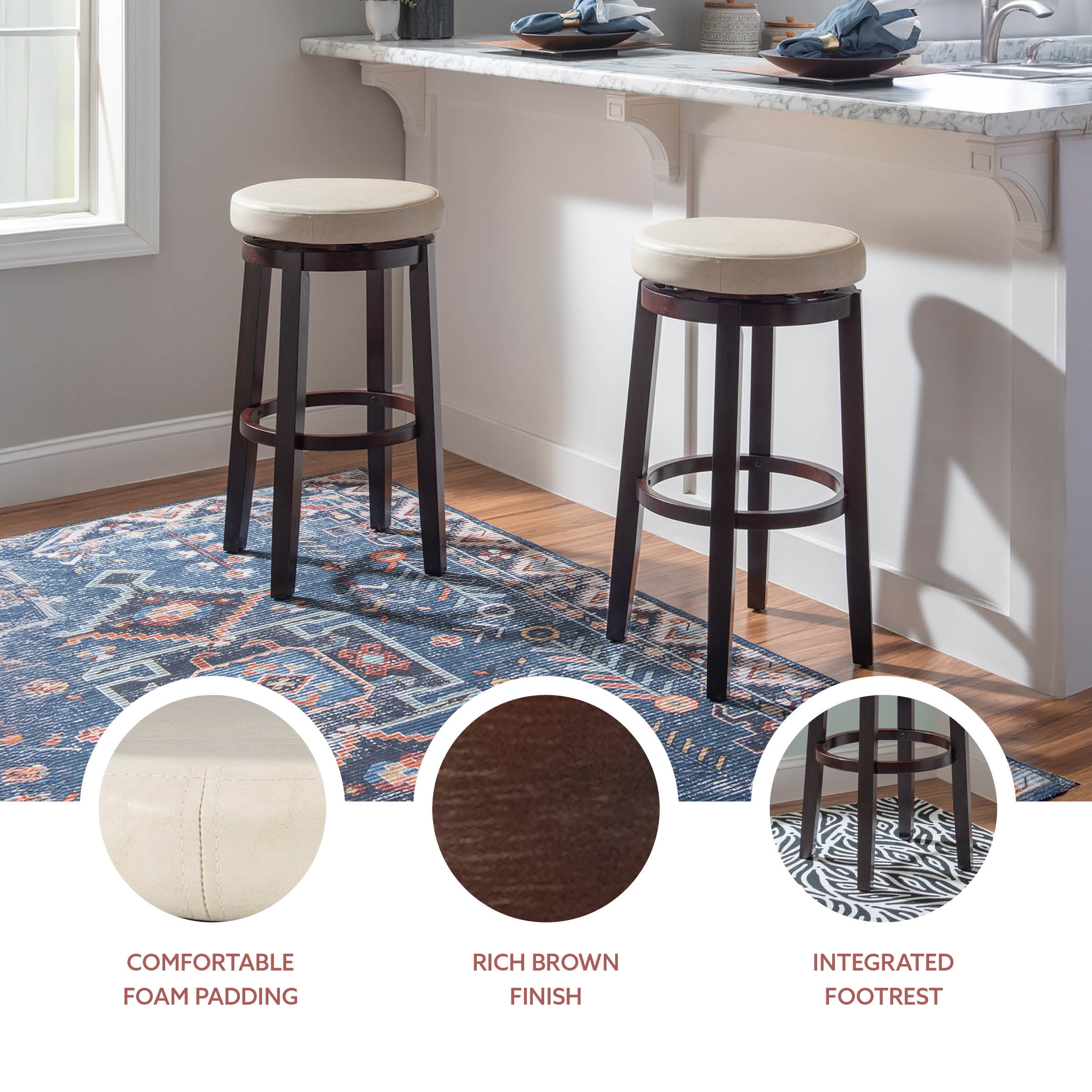 Linon Maya Bar Stool, Multiple Colors, 29 inch Seat Height