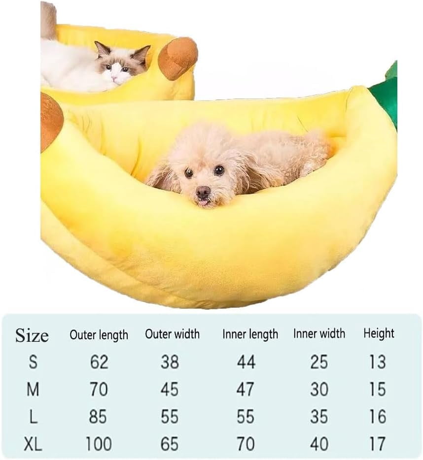 Banana Bed for Dogs, Banana Dog Bed, Pet Nest Cute Soft Washable Bananas Pet Beds with Removable Cushion