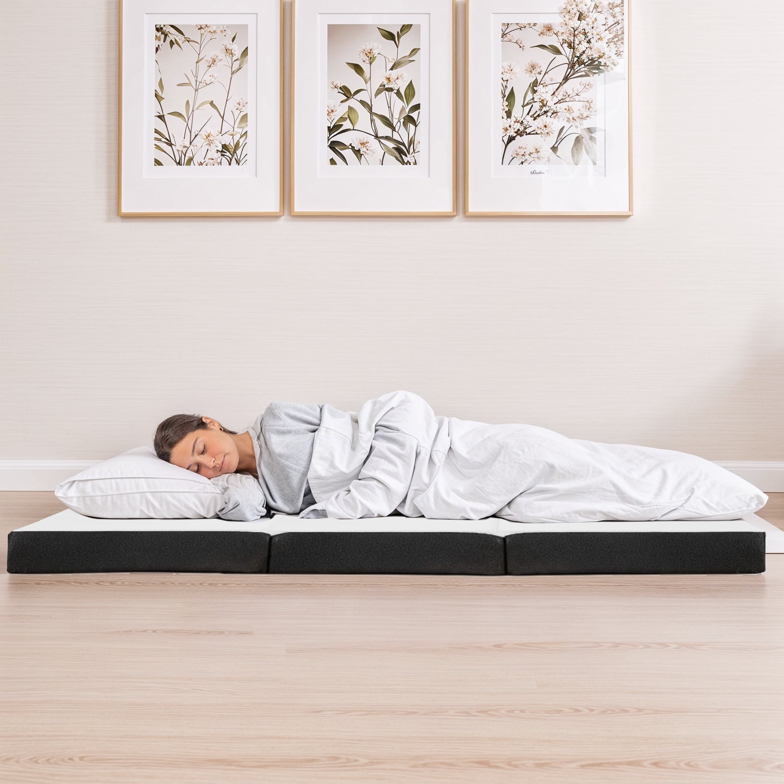 Atilioo 4 inch Tri Folding Memory Foam Mattress with Removable and Washable Cover, Portable Mattress for Guest Bed, RV, Camping, Full Size