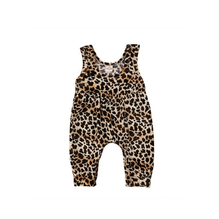 

Jxzom Toddler Baby Boy Girl Leopard Sleeveless Overalls Romper Jumpsuit One-Piece Outfits Clothes Set