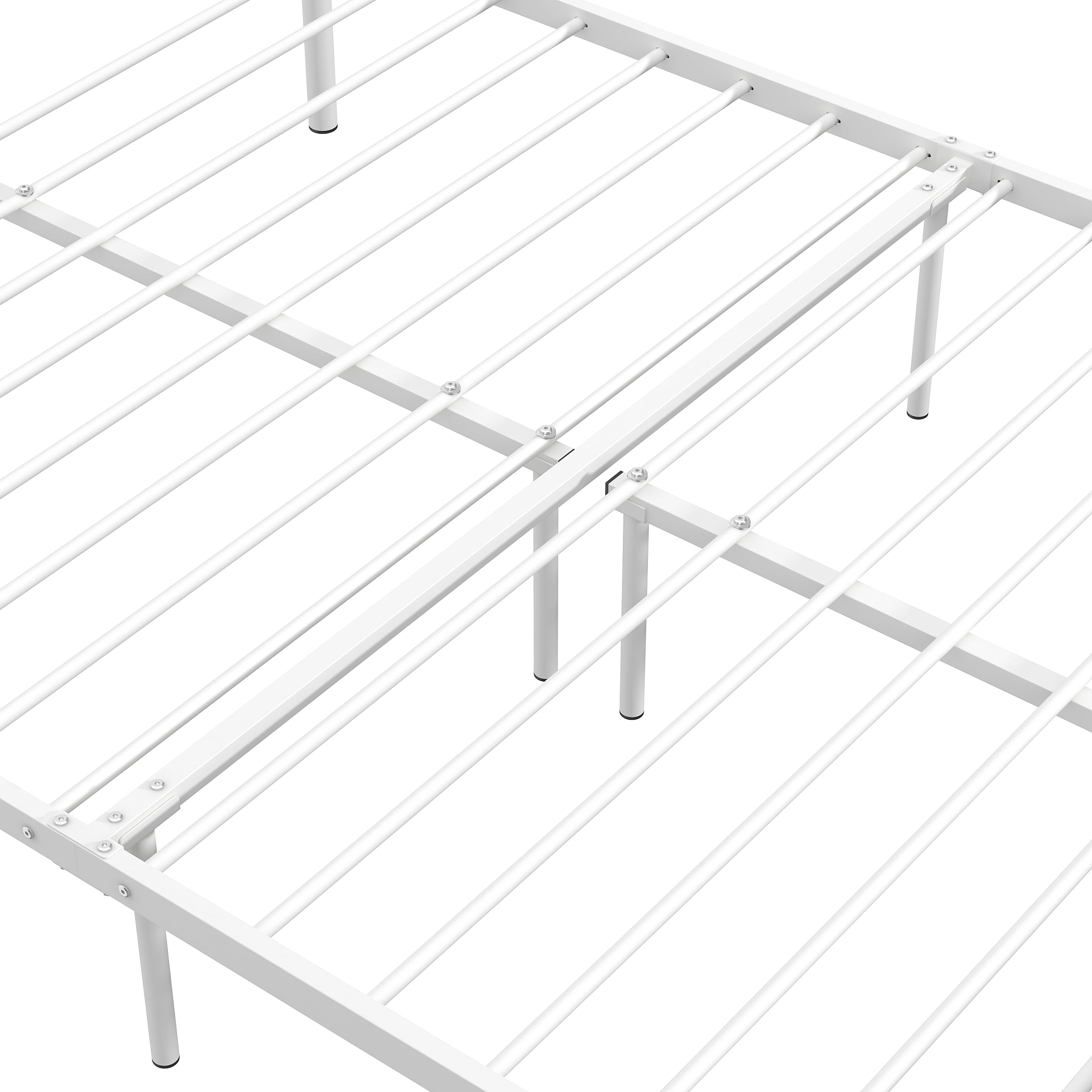 Yoneston 12” Full Size Heavy Duty Metal Platform Bed Frame with Love-Heart Shape Headboard for Bedroom Furniture, White