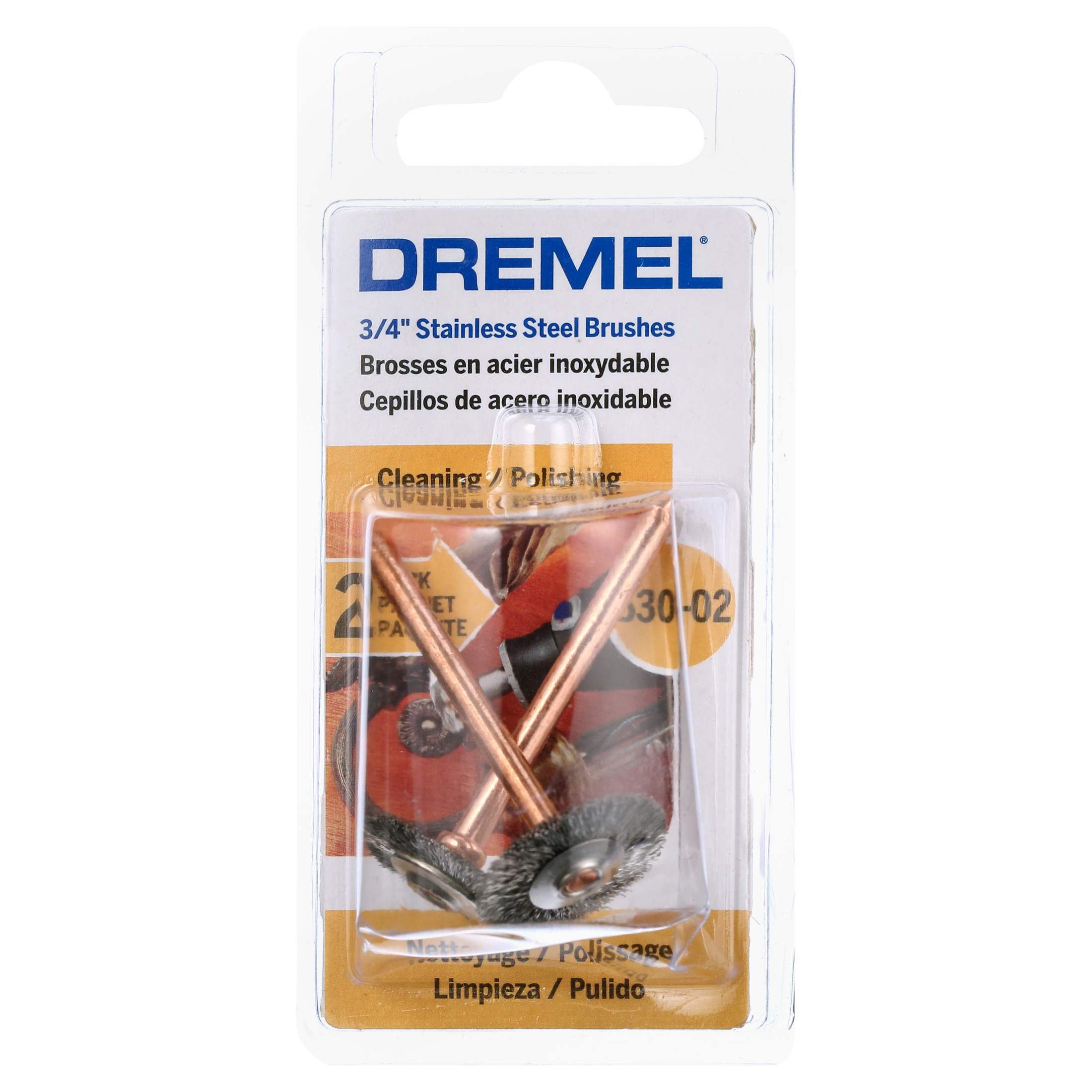 Dremel 530-02 3/4" Diameter Stainless Steel Brushes for Rotary Tools 2 Pack