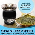 thumbnail image 4 of Juego de taza de té/calabaza natural para yerba mate, 8 onzas, bombillas, pajilla para yerba mate, cepillo de limpieza, acero inoxidable, doble pared, fácil de limpiar, 4 of 5