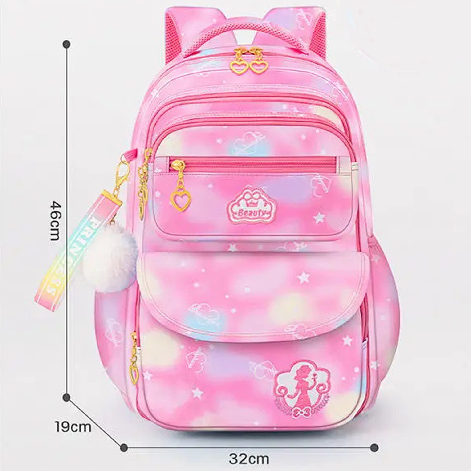 QingY New Backpack for Girls Students Kawaii Bags for Children Princess Rainbow School Bag,Violet, Girl's, Size: Large, Purple