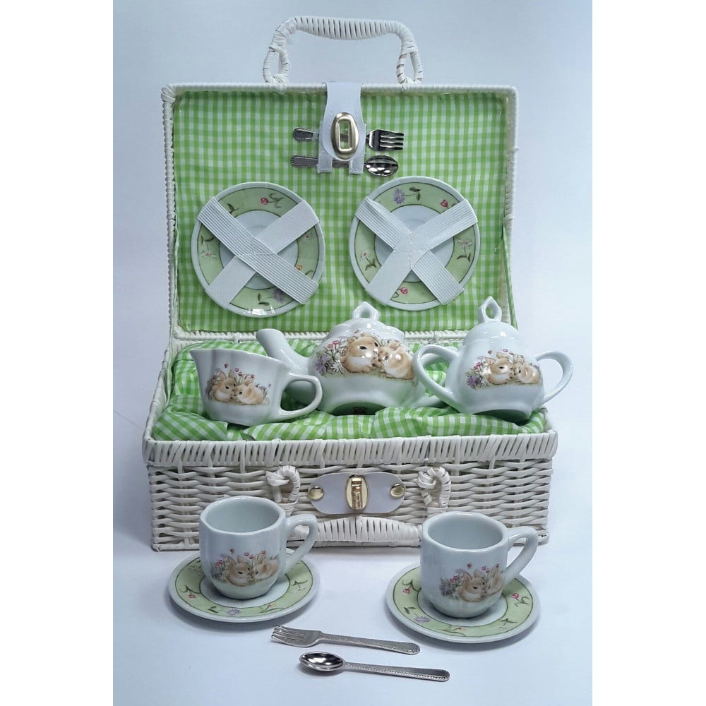 Delton Products Bunny Large Dollies Tea Set in Basket