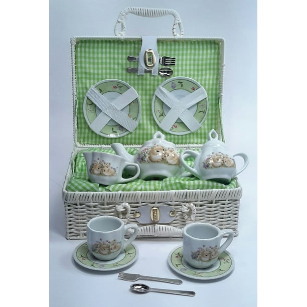 Delton Products Bunny Large Dollies Tea Set in Basket