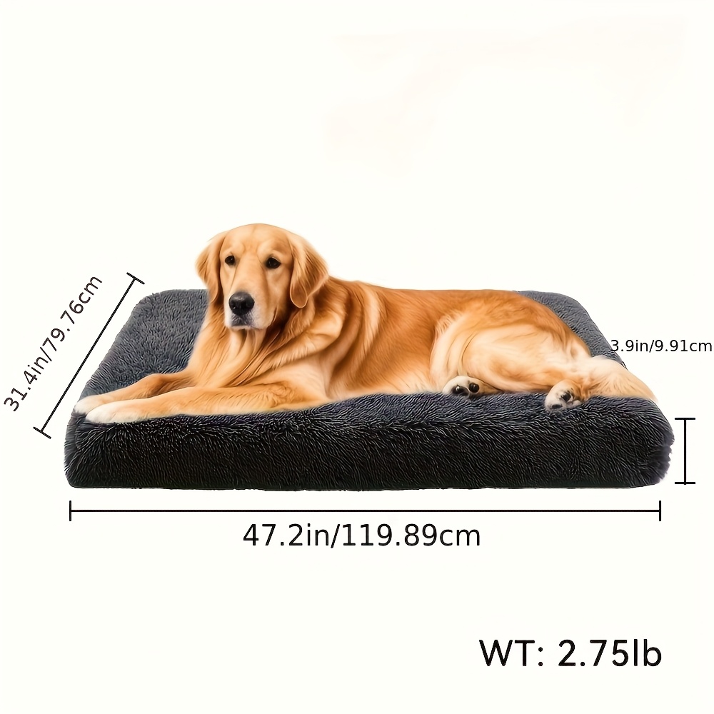 Large Dog Bed With Removable Cover, Luxury Velvet Pet Mattress, Dog Pad for Crate, Non Slip Bottom, Suitable for Large, Medium Dogs 47.2 "x 31.4", Dark Gray