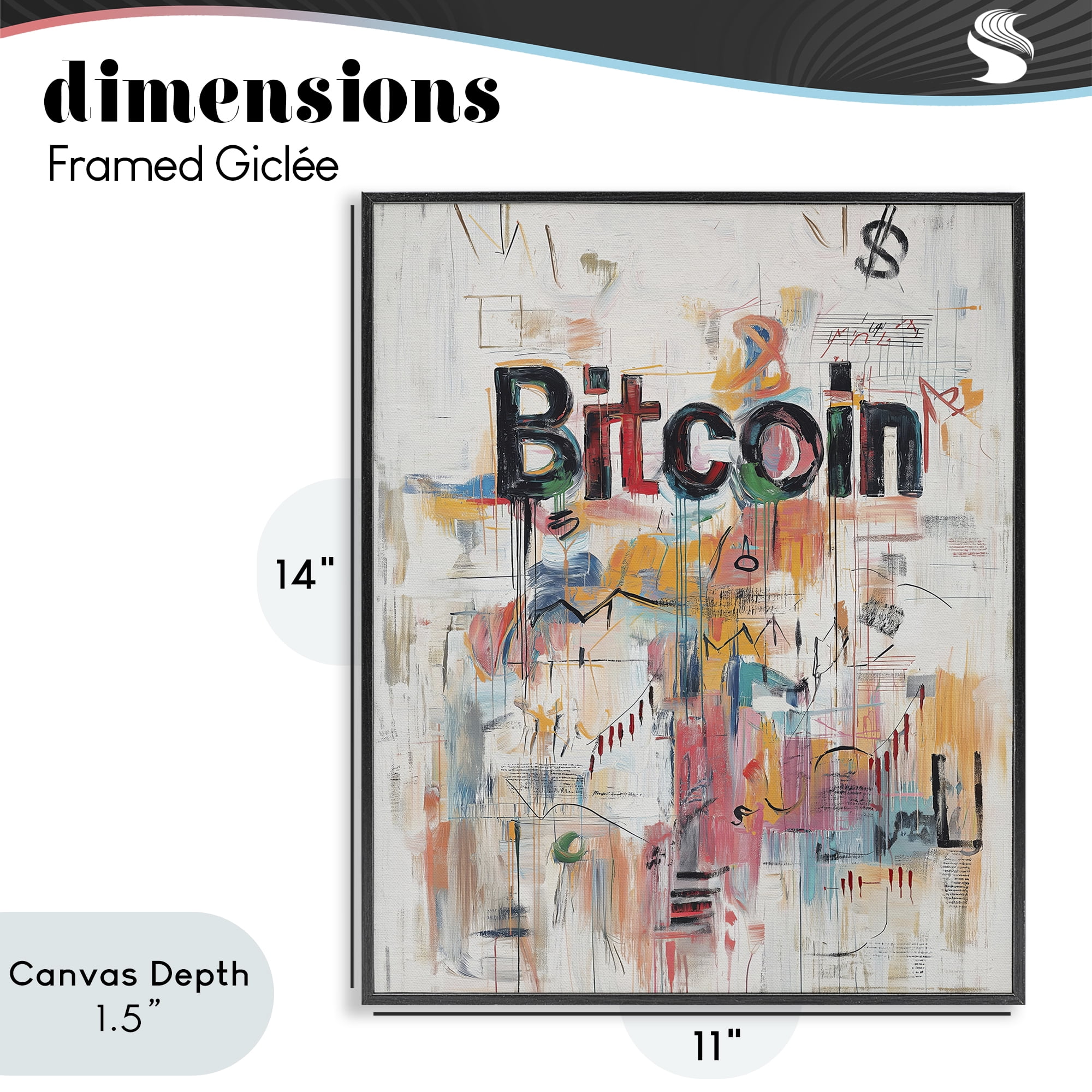 Stupell Industries Digital Currency Abstract Collage Black Framed Giclee Art, design by Svetlana Aleynikova
