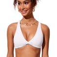 thumbnail image 4 of Top de Bikini CRZ YOGA con Nudo Frontal, Escote en V y Espalda Cruzada Blanco S, 4 of 5