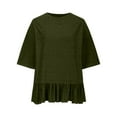 thumbnail image 5 of Sakmal Elbow-Length T-Shirts Solid Crew Neck Relaxed Fit Peplum Tops Casual Summer T-Shirts Going Out Tops, 5 of 5