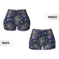 thumbnail image 3 of Sigee Lavender Flowers Print Women's High Waist Workout Shorts - Squat Proof, Tummy Control, Yoga and Gym Activewear-X-Large, 3 of 9