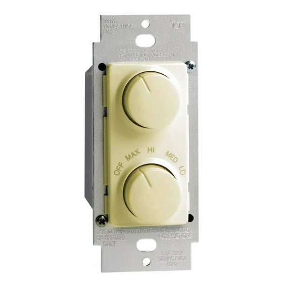 Leviton IllumaTech Rotary Fan Speed Dimmer Control RTD01-10I - Single-Pole - Ivory